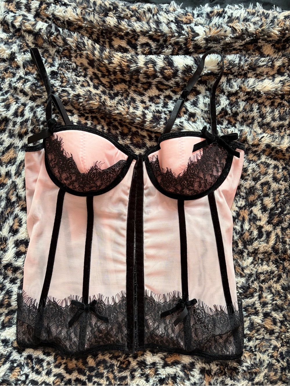 Victoria's Secret Pink and Black Lace Bustier